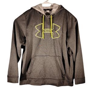 Under Armour hoodie mens L Large gray green storm long sleeve hooded gym
